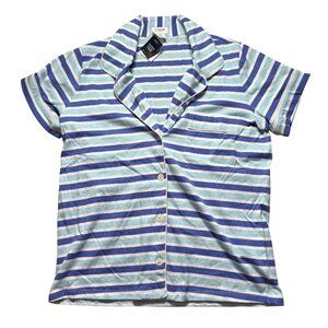 J. Crew Factory Short Sleeve Knit Pajama Top Women's Size XS Blue Striped NWT